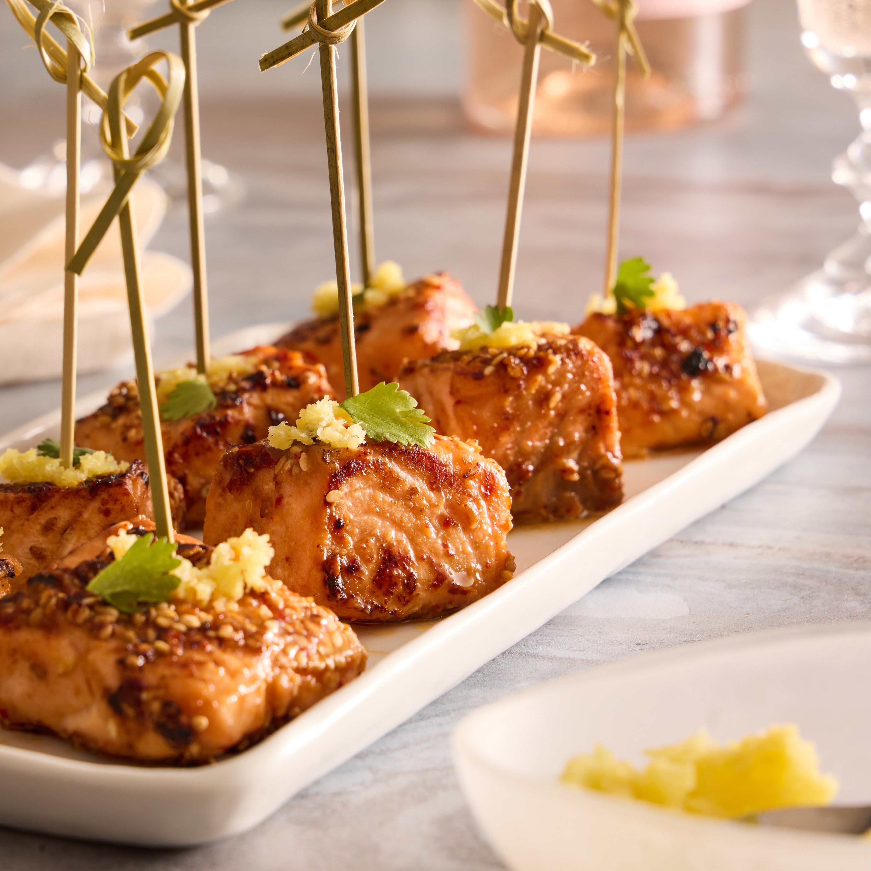 Sesame Salmon Bites with Pickled Citrus