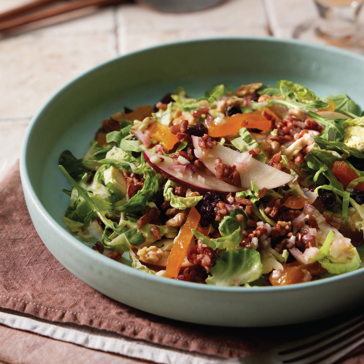 Brussels Sprout, Wild Rice, and Cranberry Salad Recipe with a Maple Dijon Vinaigrette