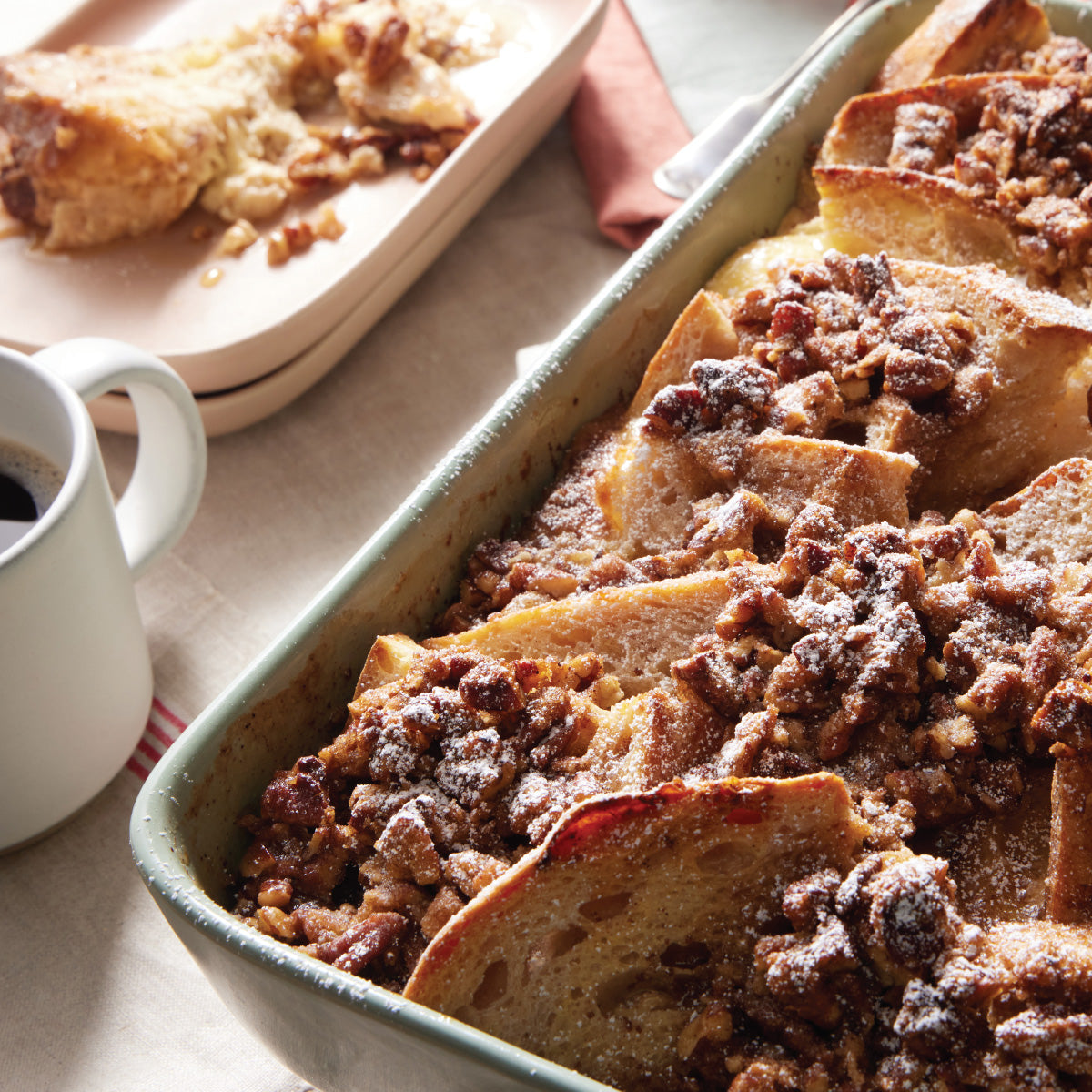 Easy Baked French Toast Casserole Recipe with Maple Praline Topping