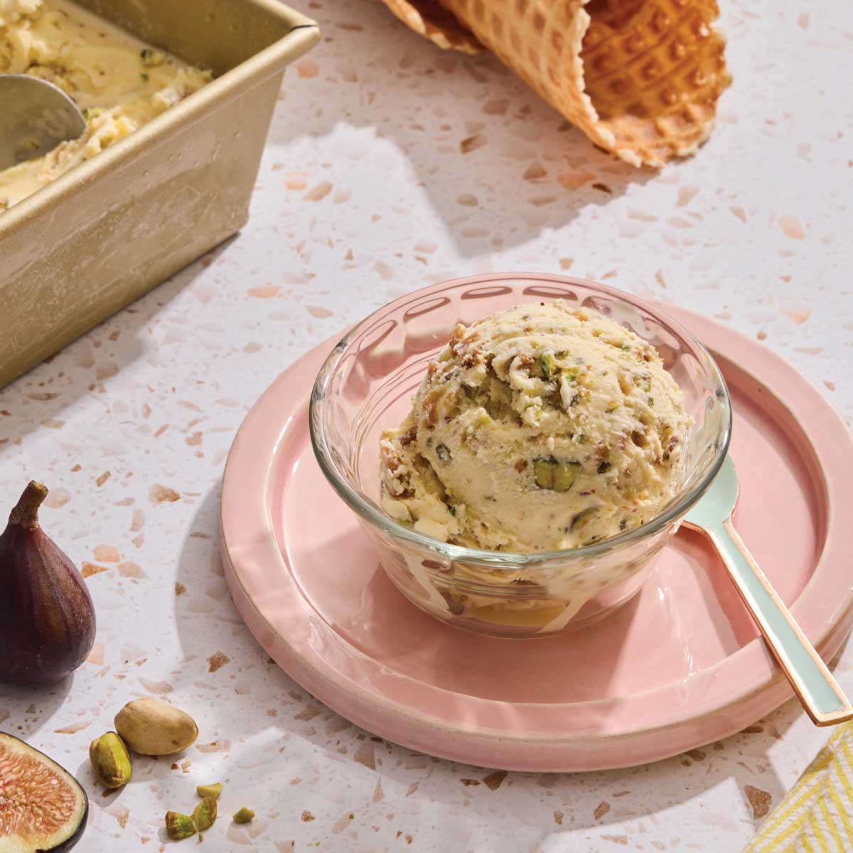 Fig and Pistachio Gelato using Ice Cream Machine