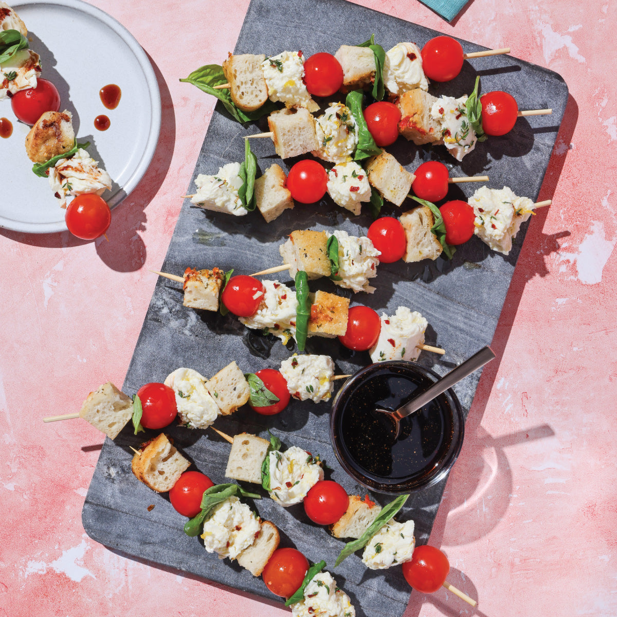 Easy Focaccia Caprese Skewers Recipe