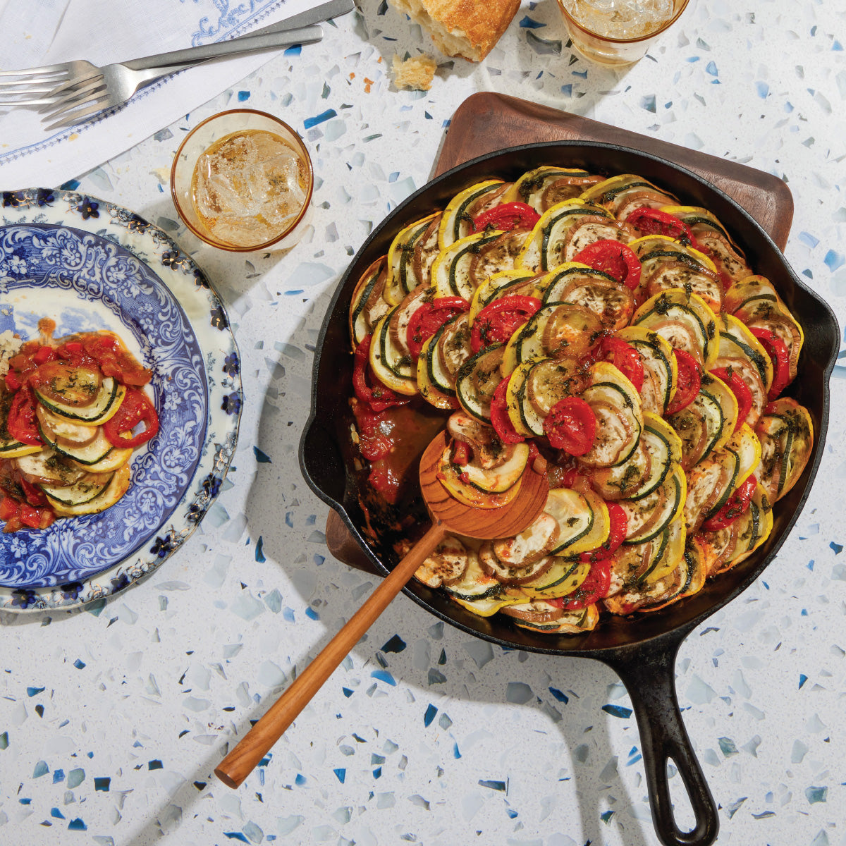 Baked Ratatouille Recipe in a Cast Iron Skillet