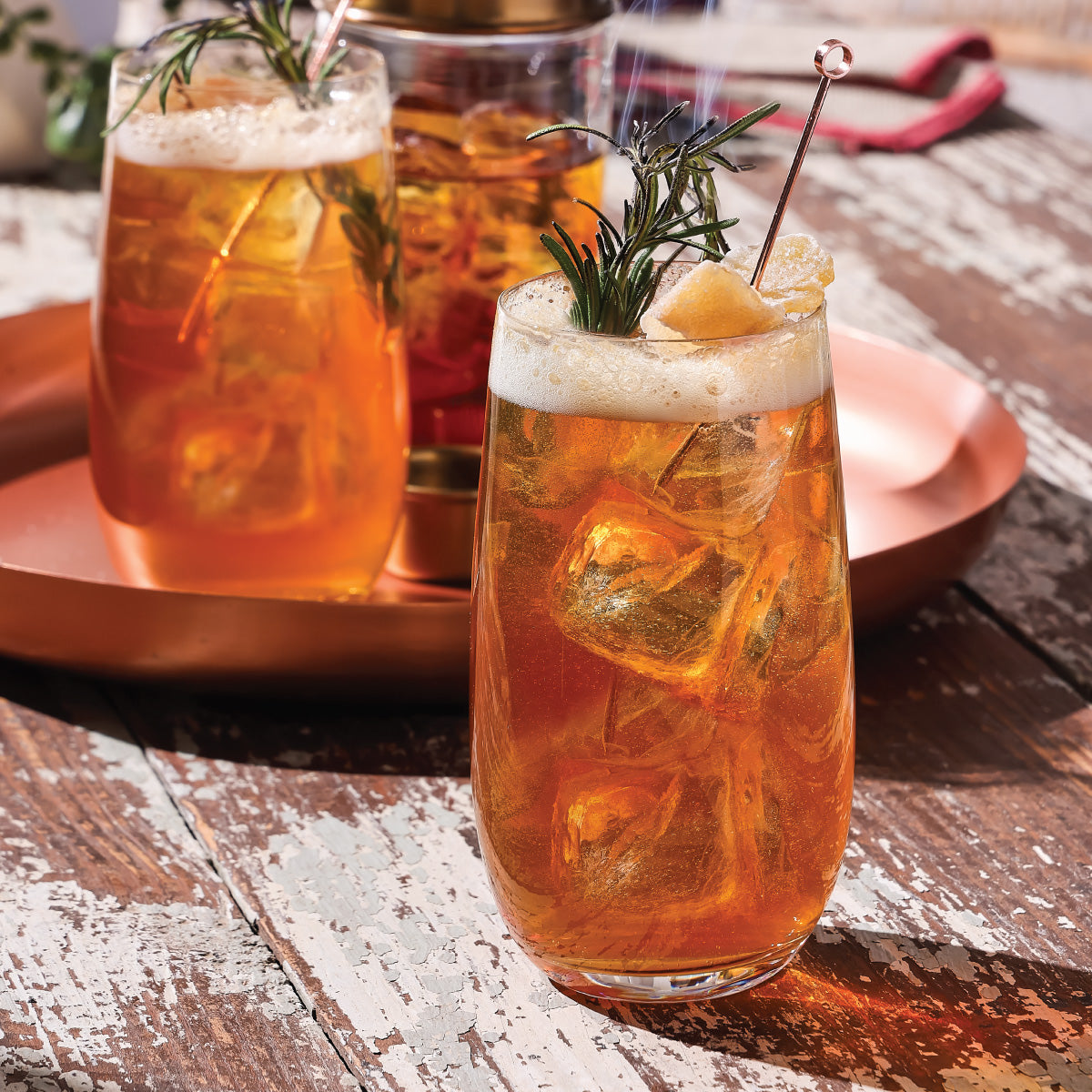 Ginger Pimm’s Cocktail with Smoky Mezcal Twist