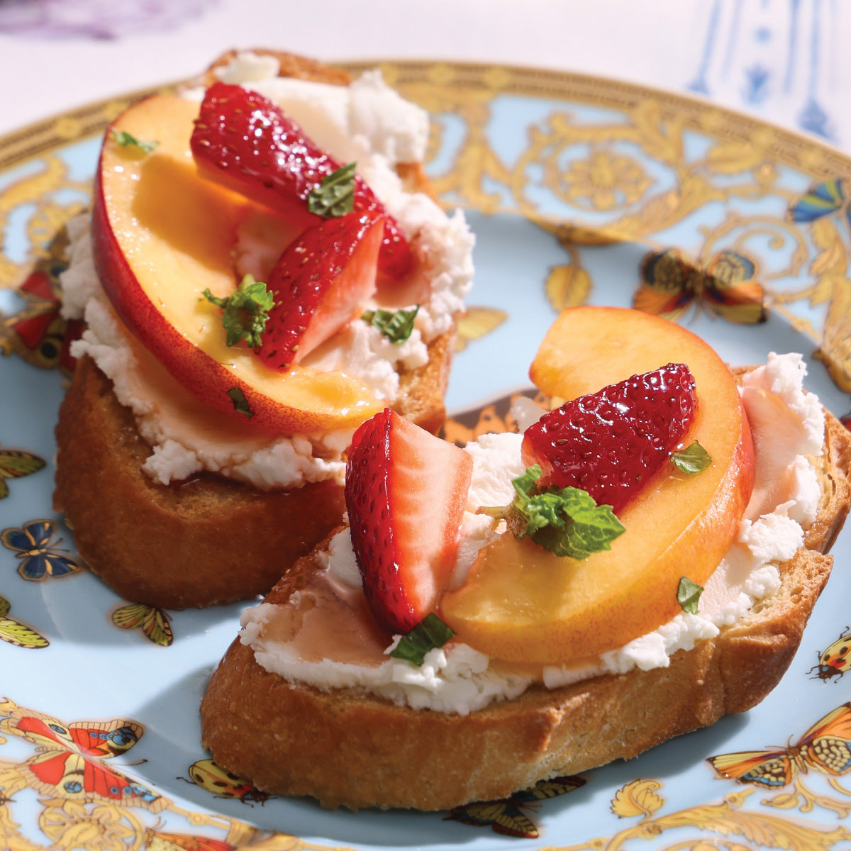 Sweet Cherry & Nectarine Crostinis