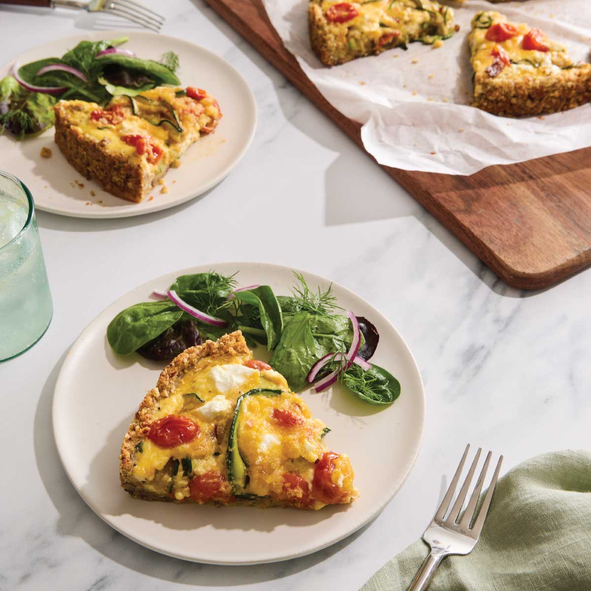 Zucchini, Goat Cheese, and Tomato Frittata