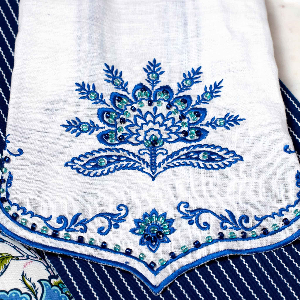 Luxe Decorative Tea Towel Set | Close up of beading