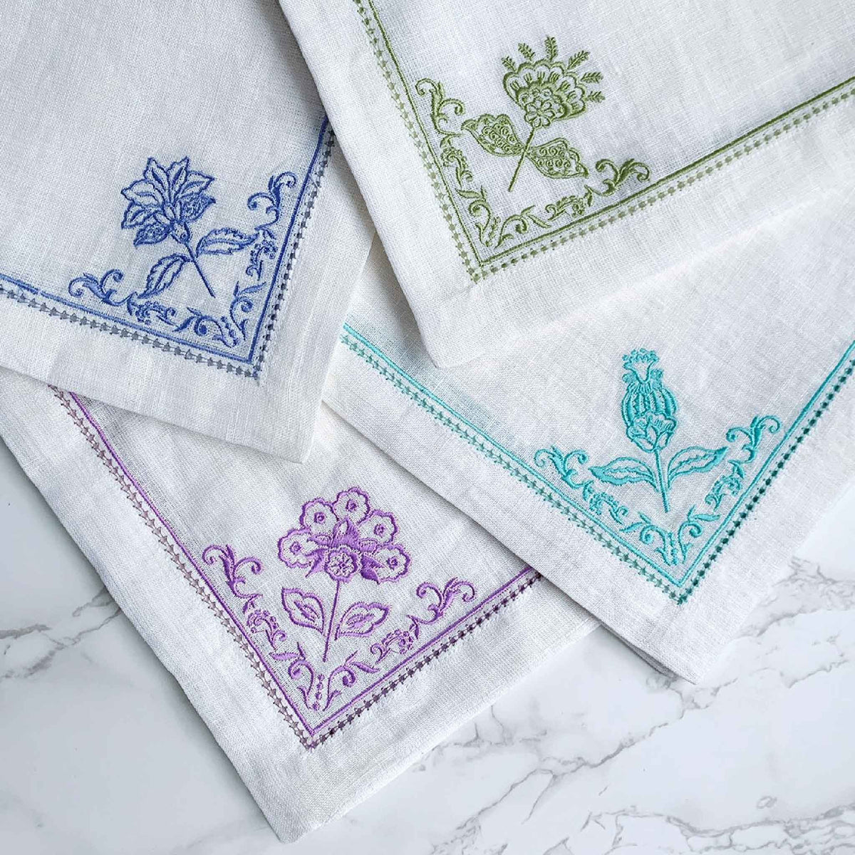 Linen Stria Needled Napkin Set, Linen Napkin with Embroidery Set of 4, 6, 8, 10, 12, Handmade outlet Clothing