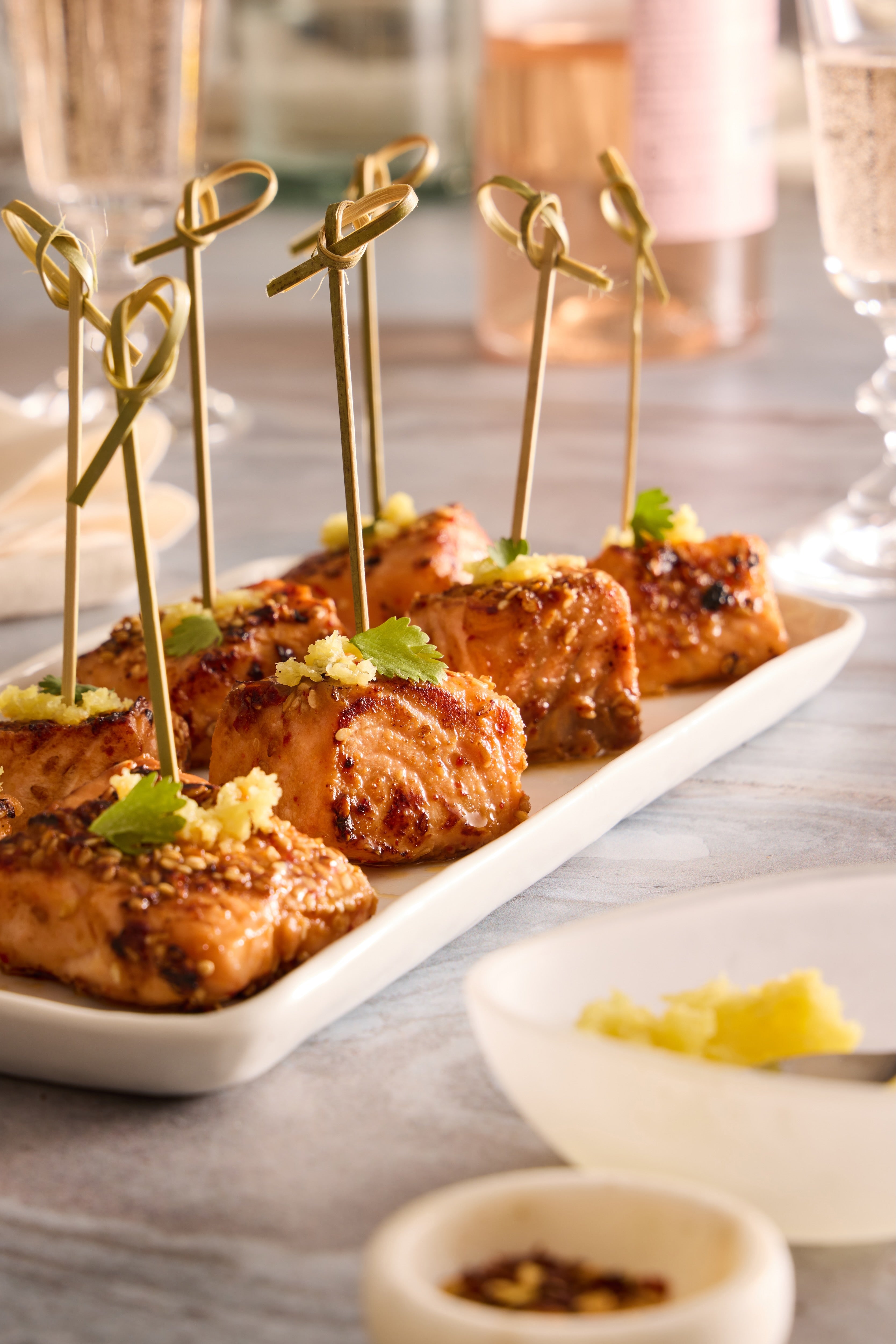 Sesame Salmon Bites with Pickled Citrus