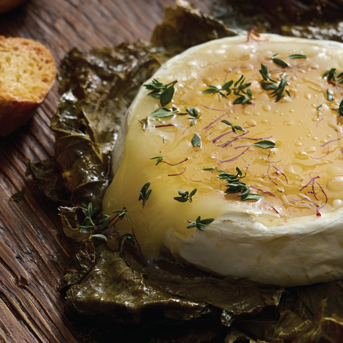 Baked Brie Recipe with Saffron Honey, Lemon, and Fennel