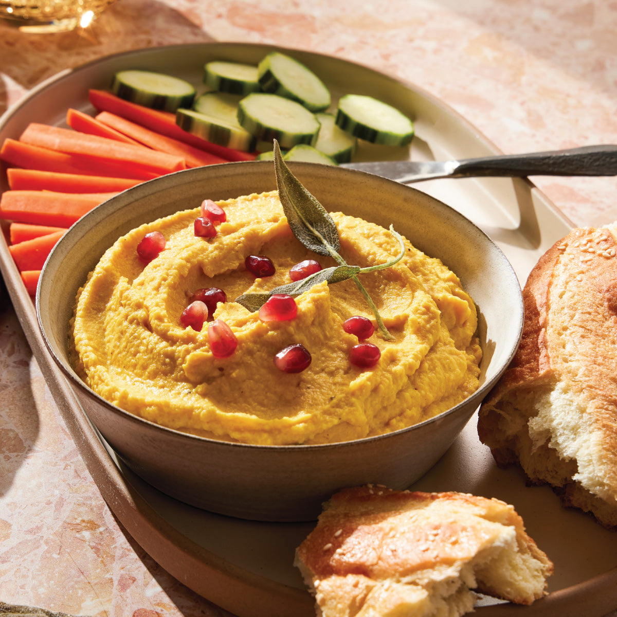 Vegan Dairy-free Butternut Squash Hummus Appetizer Recipe 