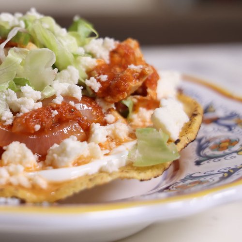 Chicken tinga tostadas