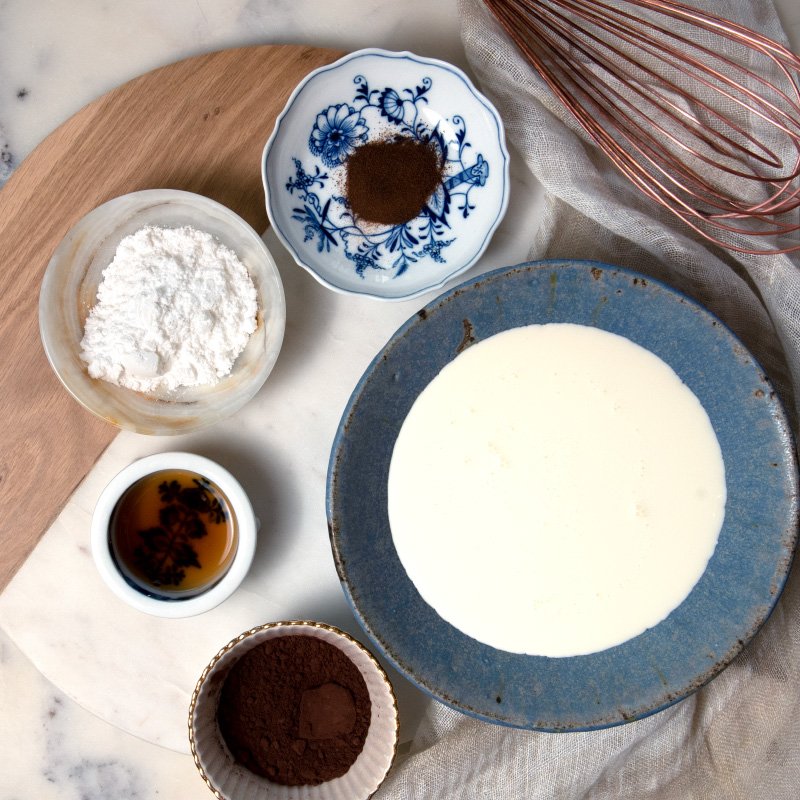 Ingredients for Chocolate Espresso Whipped Cream