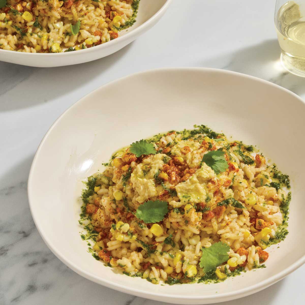 Creamy Corn Risotto with Herbed Oil