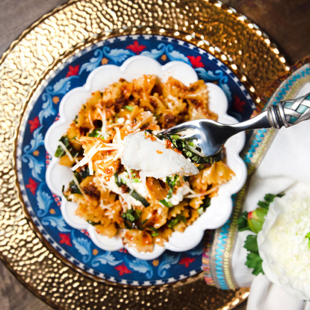 Easy Burrata Pasta with Sun-Dried Tomato Pesto