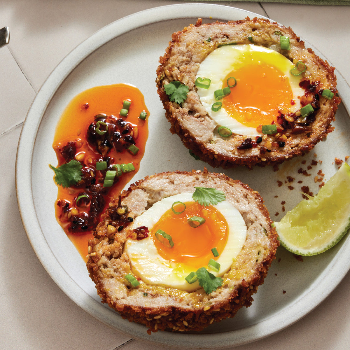 Five-Spice Pork Scotch Egg Recipe with Mary’s Homemade Chili Crisp