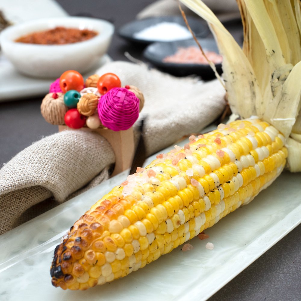 Grilled Sweet Corn Buffet Recipe with Spicy Lime Sriracha Butter & Pesto Olive Oil for Basting