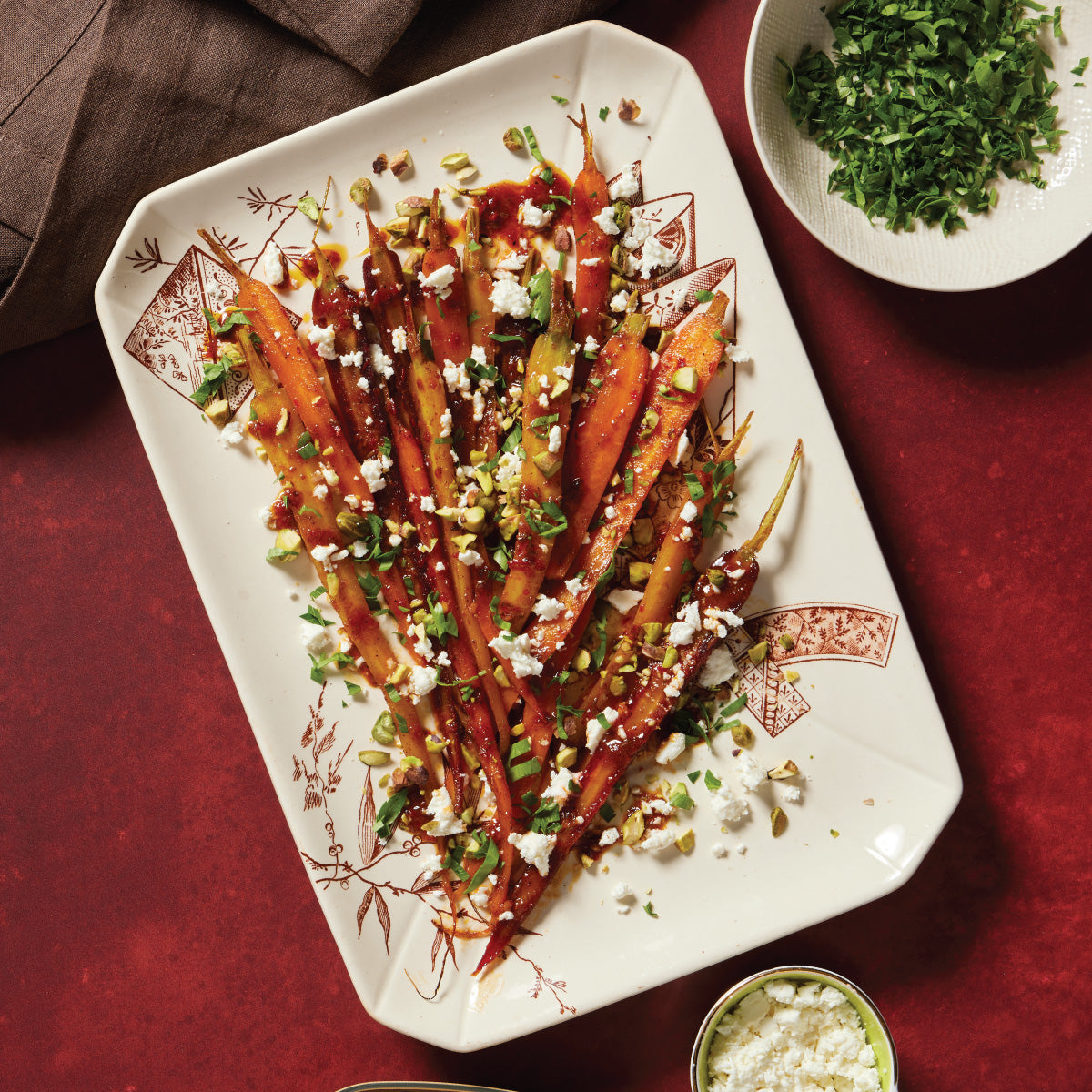 Harissa Honey Carrots Recipe with Feta, Pistachios, and Lemon