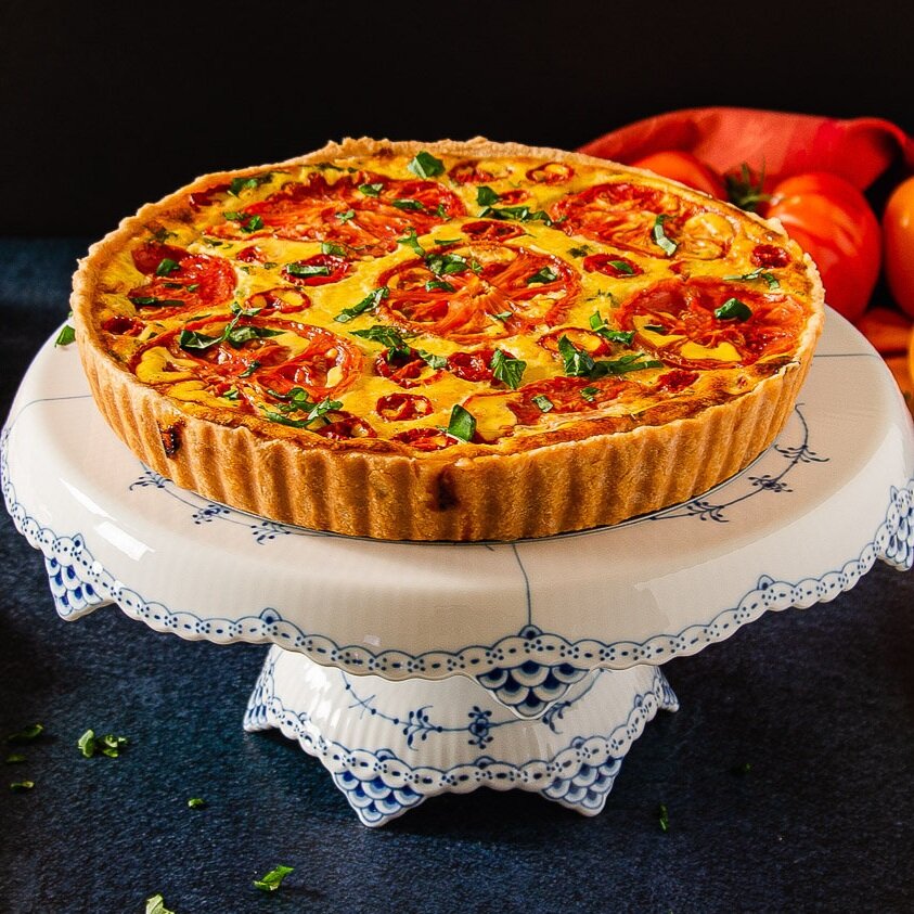 Heirloom Tomato and Basil Quiche