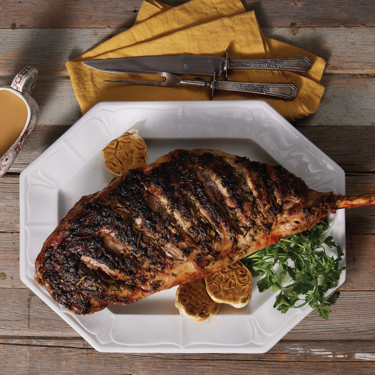 Herb Garlic Leg of Lamb Roast