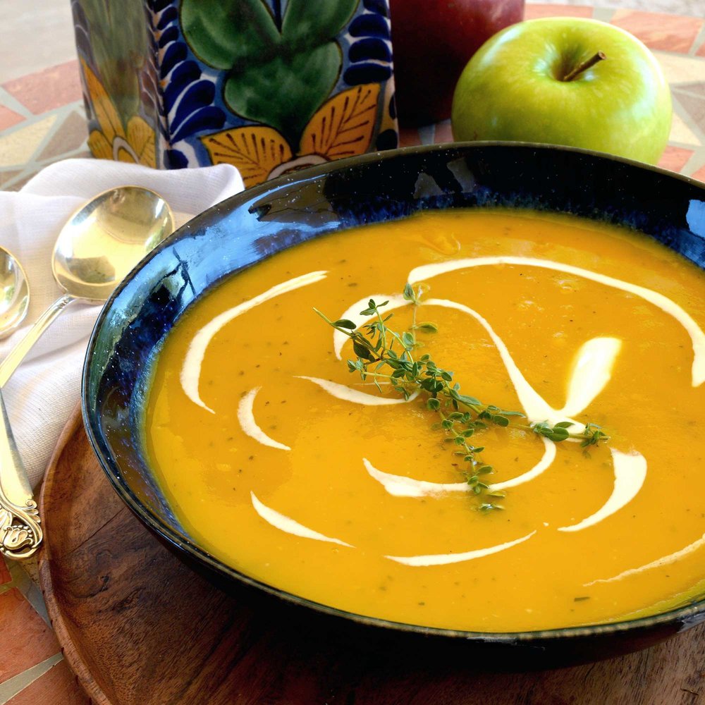 Maple Butternut Squash and Apple Soup for Peoria Magazine