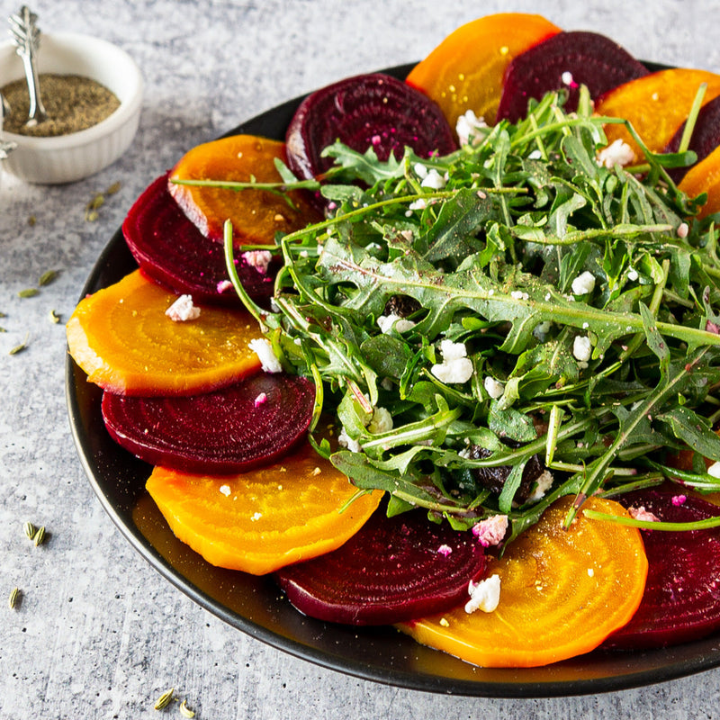Beet & Pickled Cherry Arugula Salad