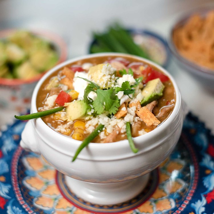 White Bean Chili with Shredded Chicken