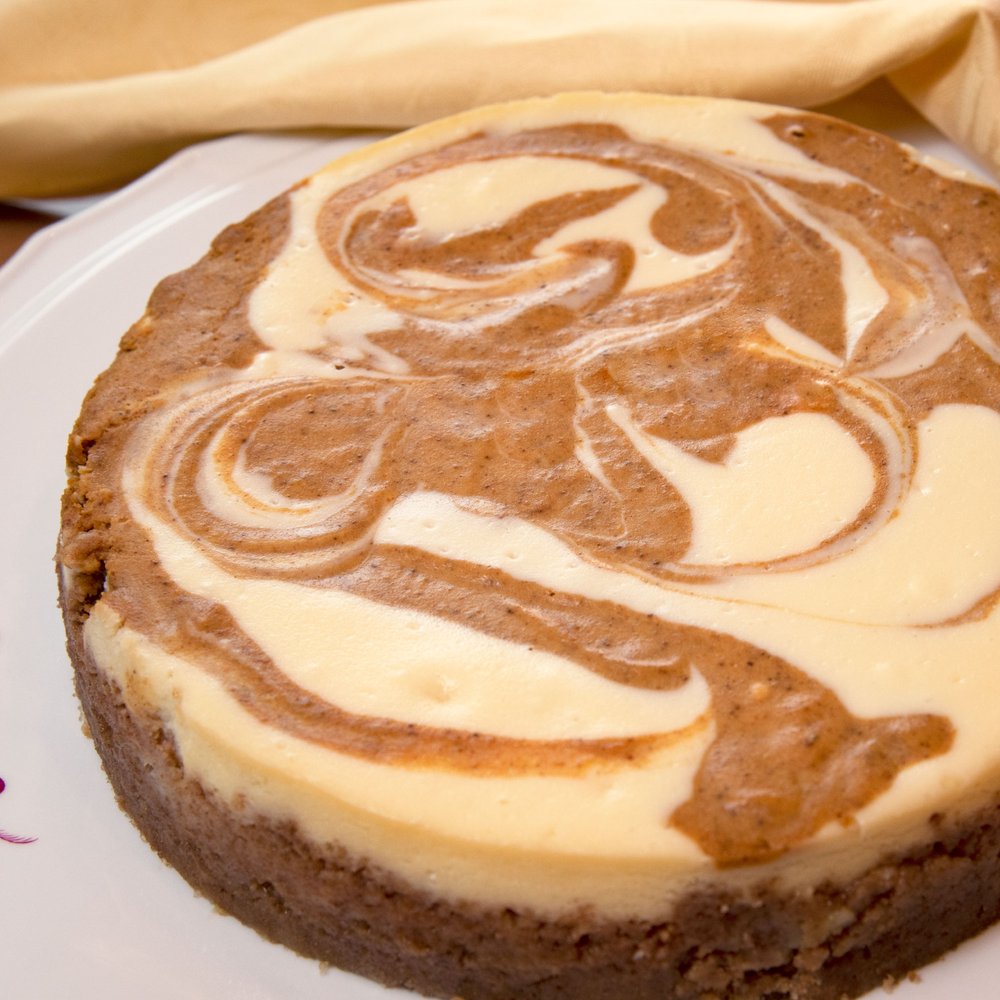 Mary’s Pumpkin Cream Cheese Swirl Cheesecake