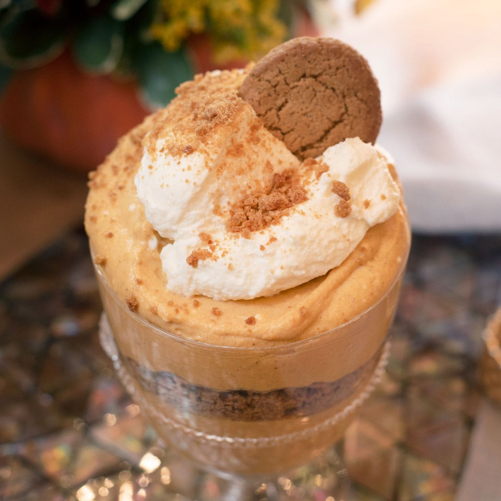 No-Bake Pumpkin Mousse Parfait with Gingersnap Cookies