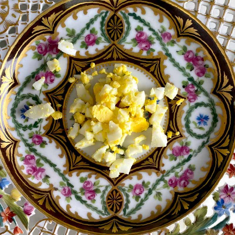 Hard Boiled Egg on a Plate, Chopped