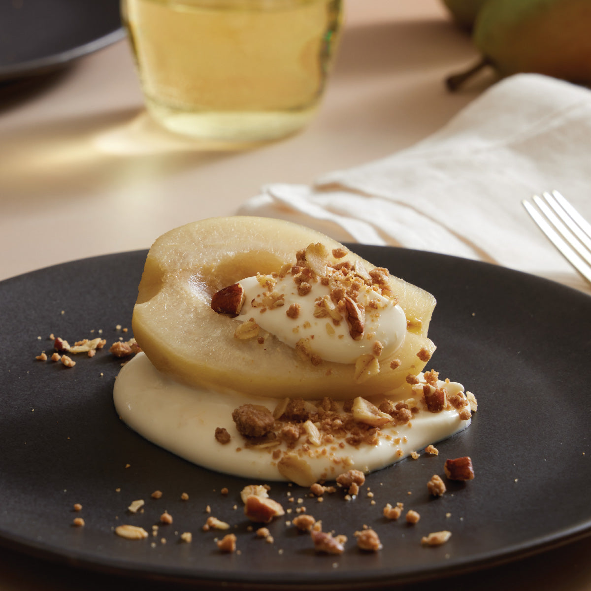 Poached Pear Recipe with Ginger Cream