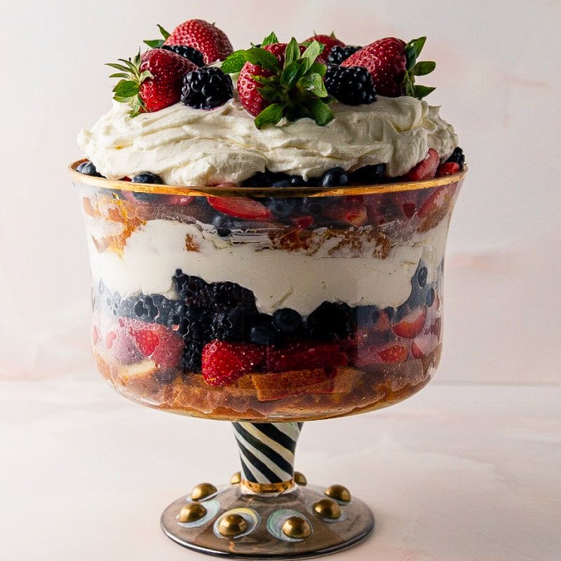 Red, White, and Blue Strawberry Blueberry 4th of July Dessert Trifle