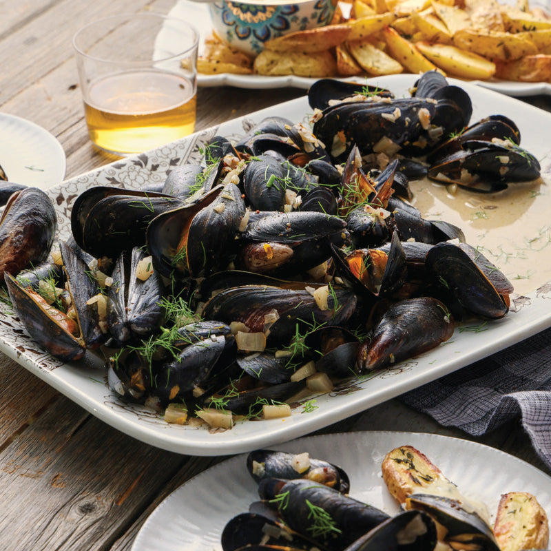 Mussels with Fennel & Potato Wedges