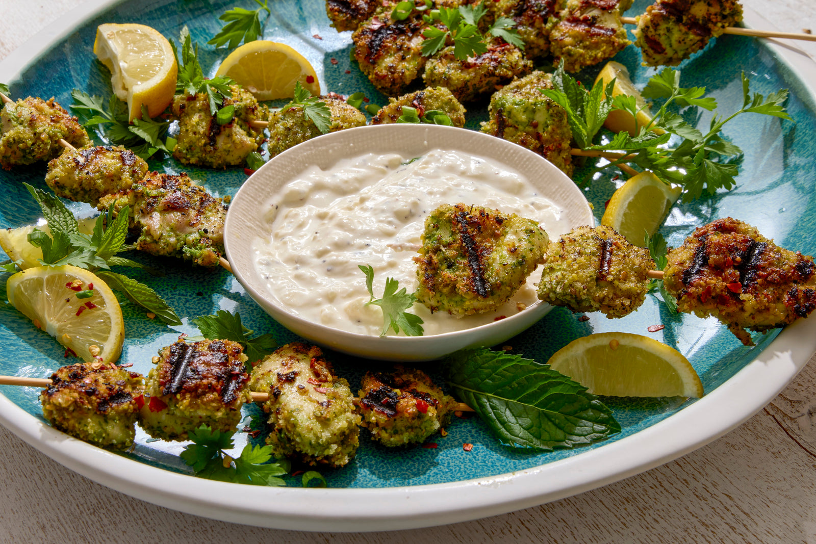 Chicken Spiedini with Whipped Honey Feta