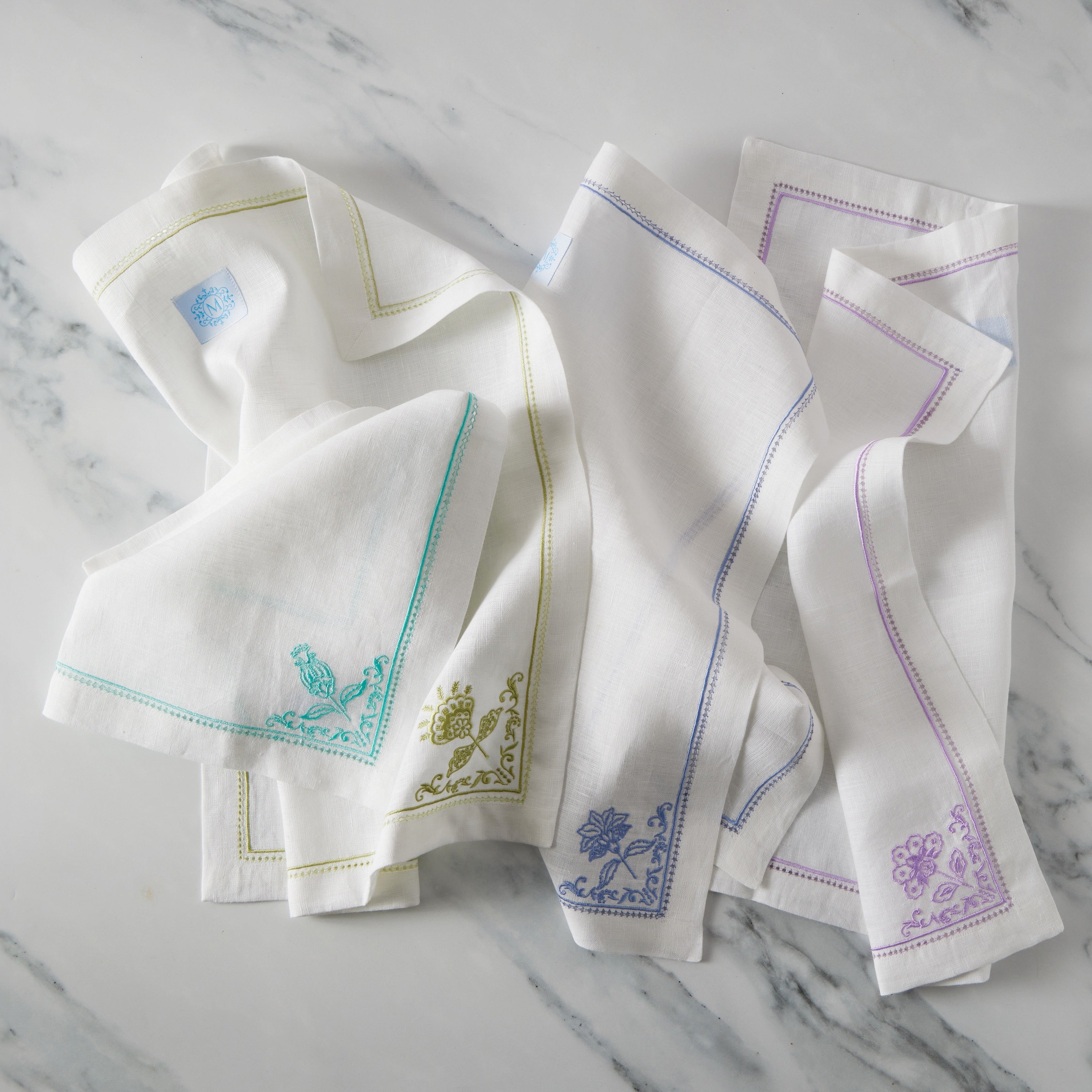 Embroidered Linen Napkins Set of 4