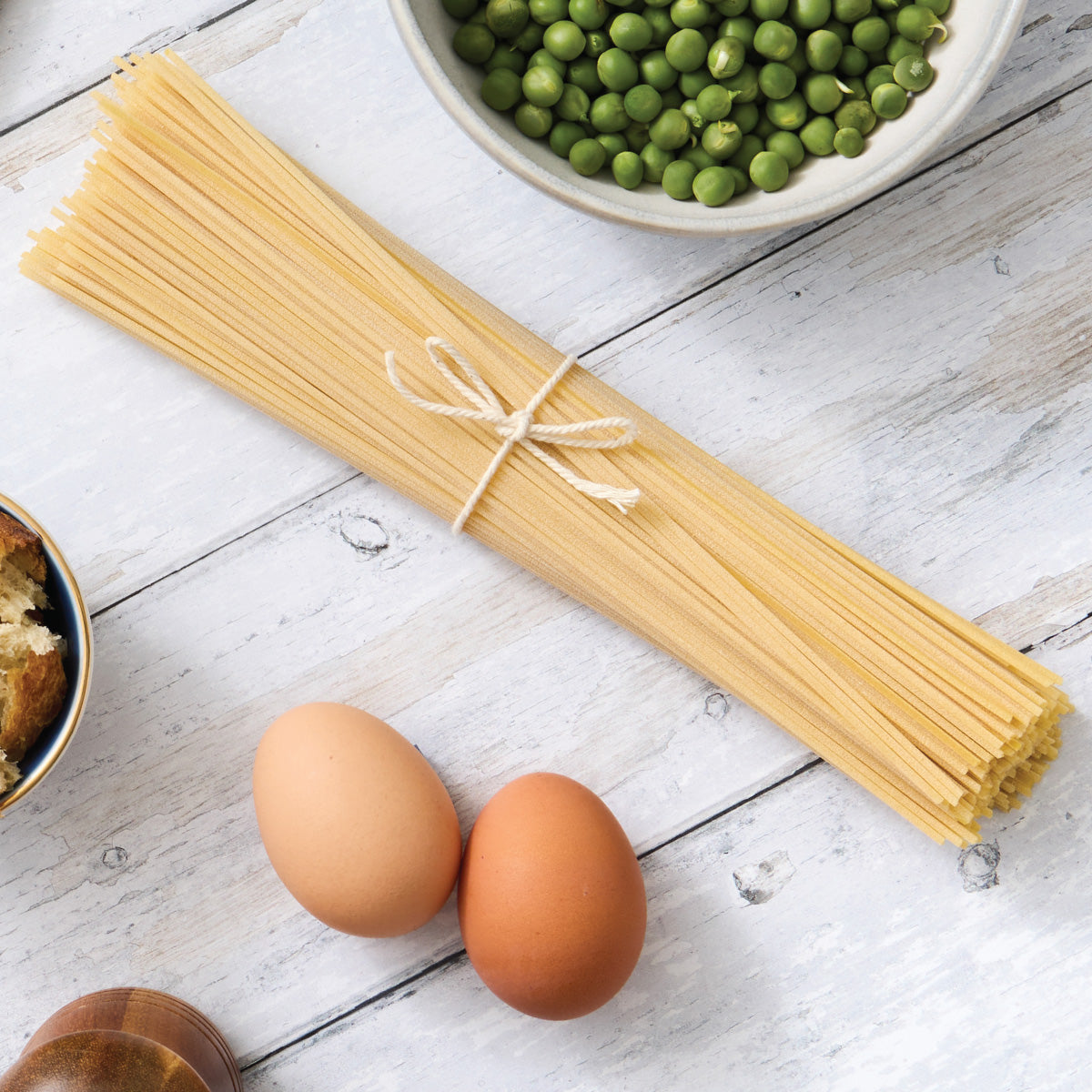 Cacio e Pepe Pasta Pie with Peas