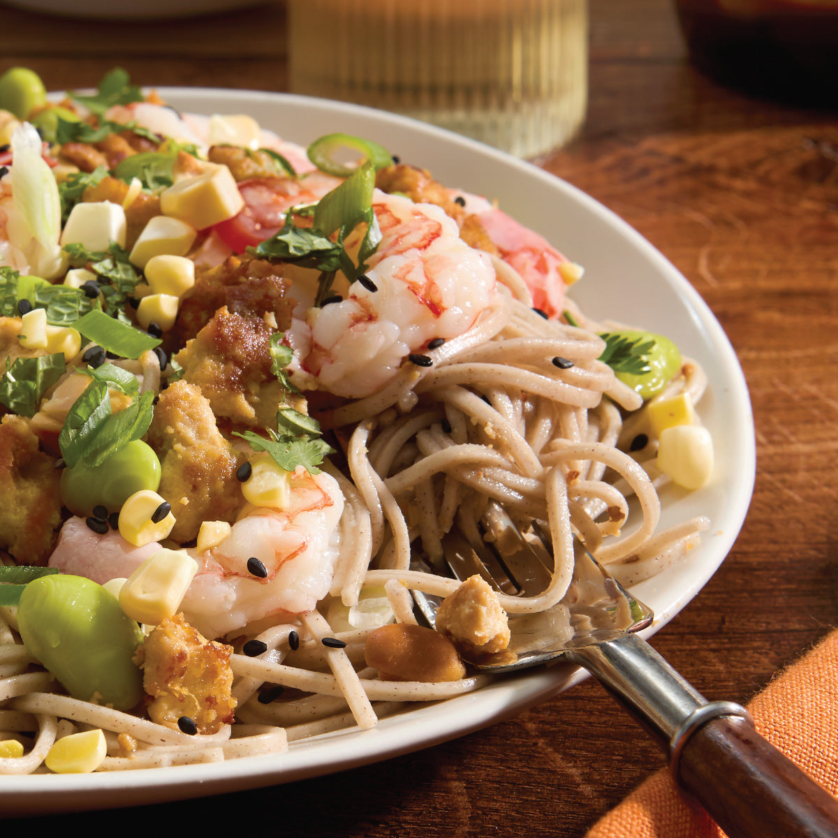 Cold Miso Shrimp & Tofu Soba Noodles