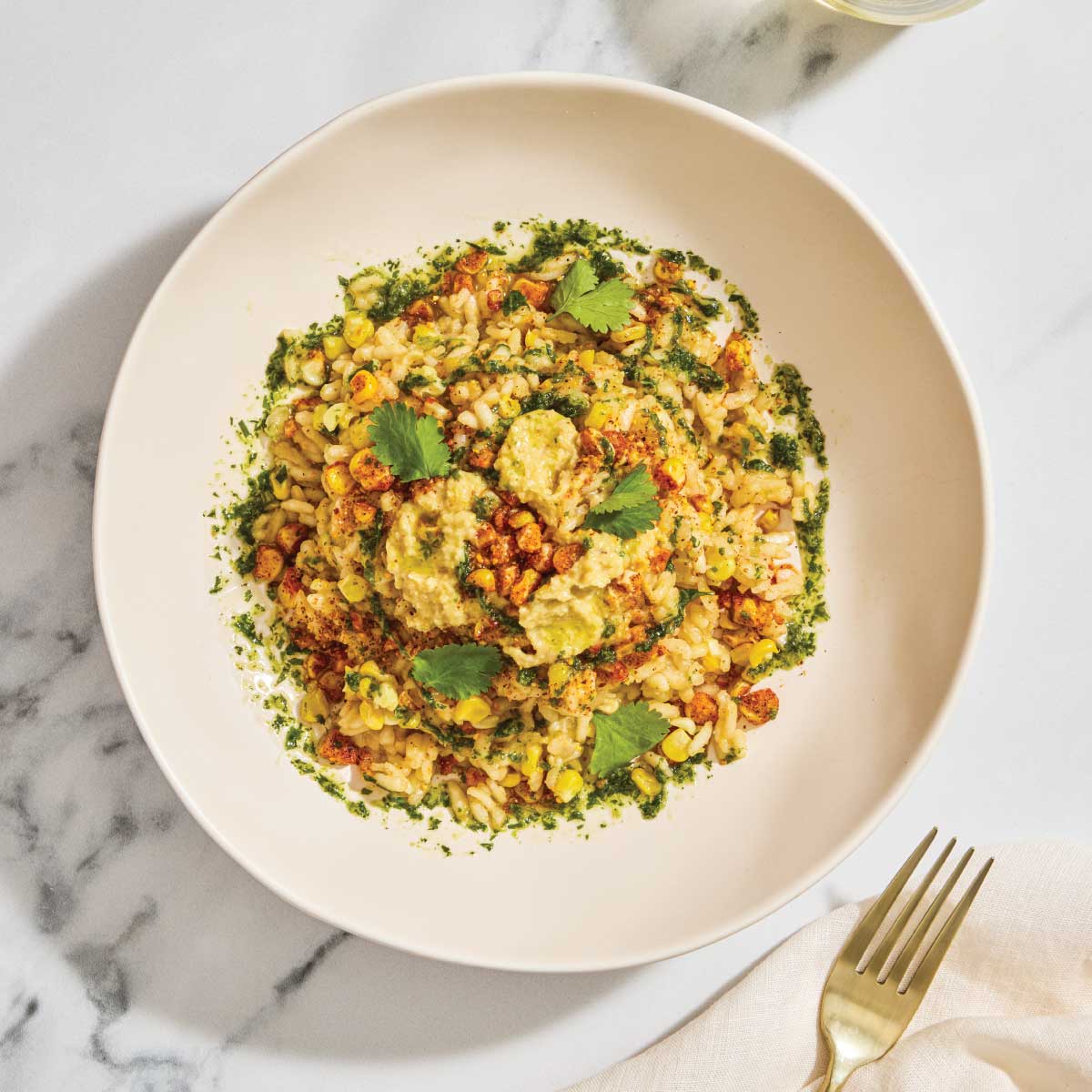 Corn Risotto with Herbed Oil