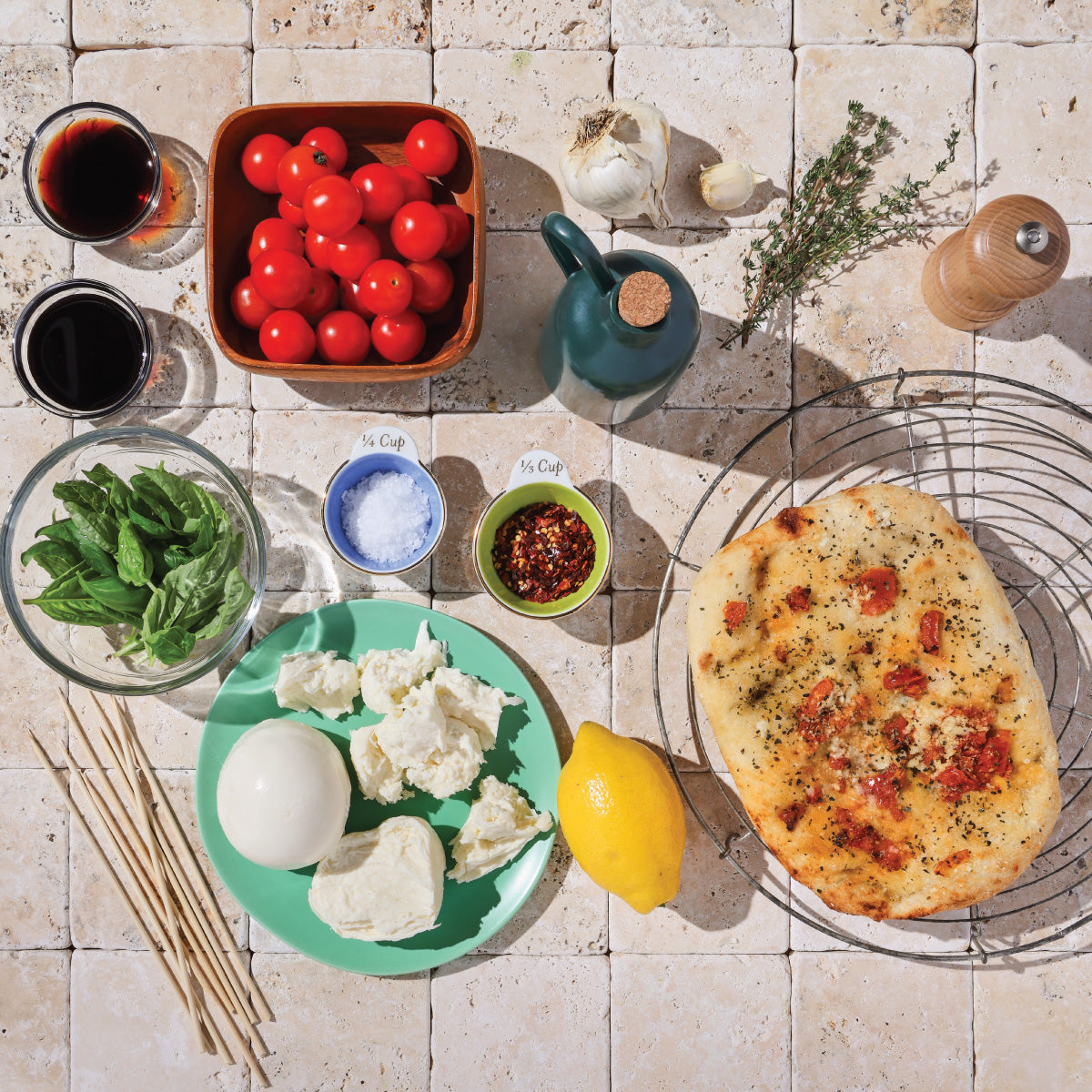 Caprese & Focaccia Skewers