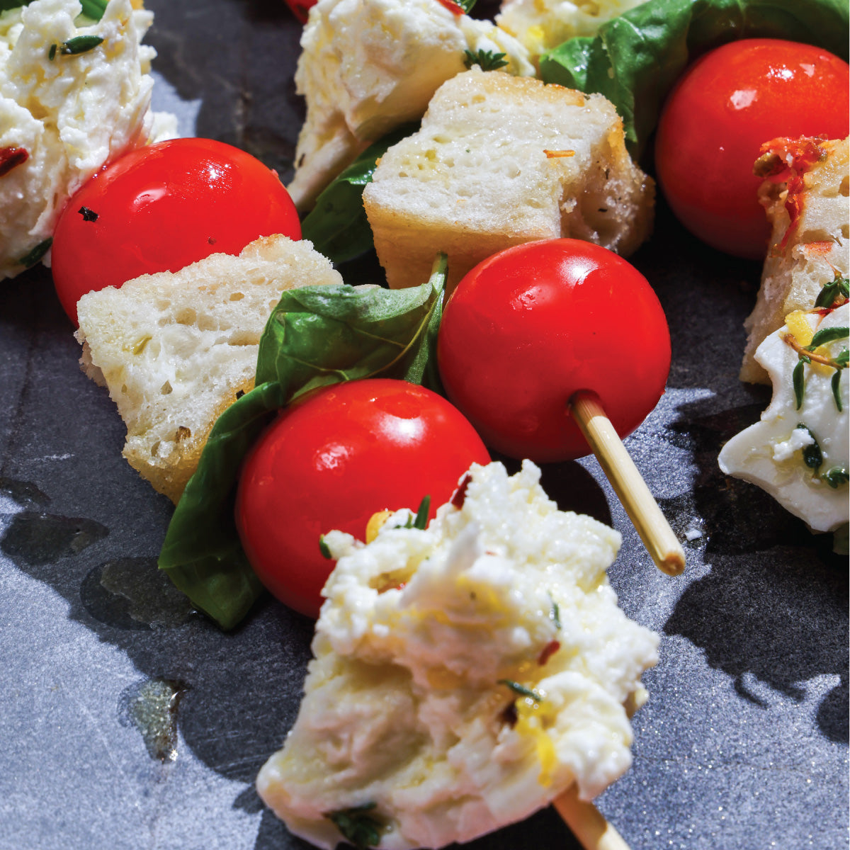 Caprese & Focaccia Skewers