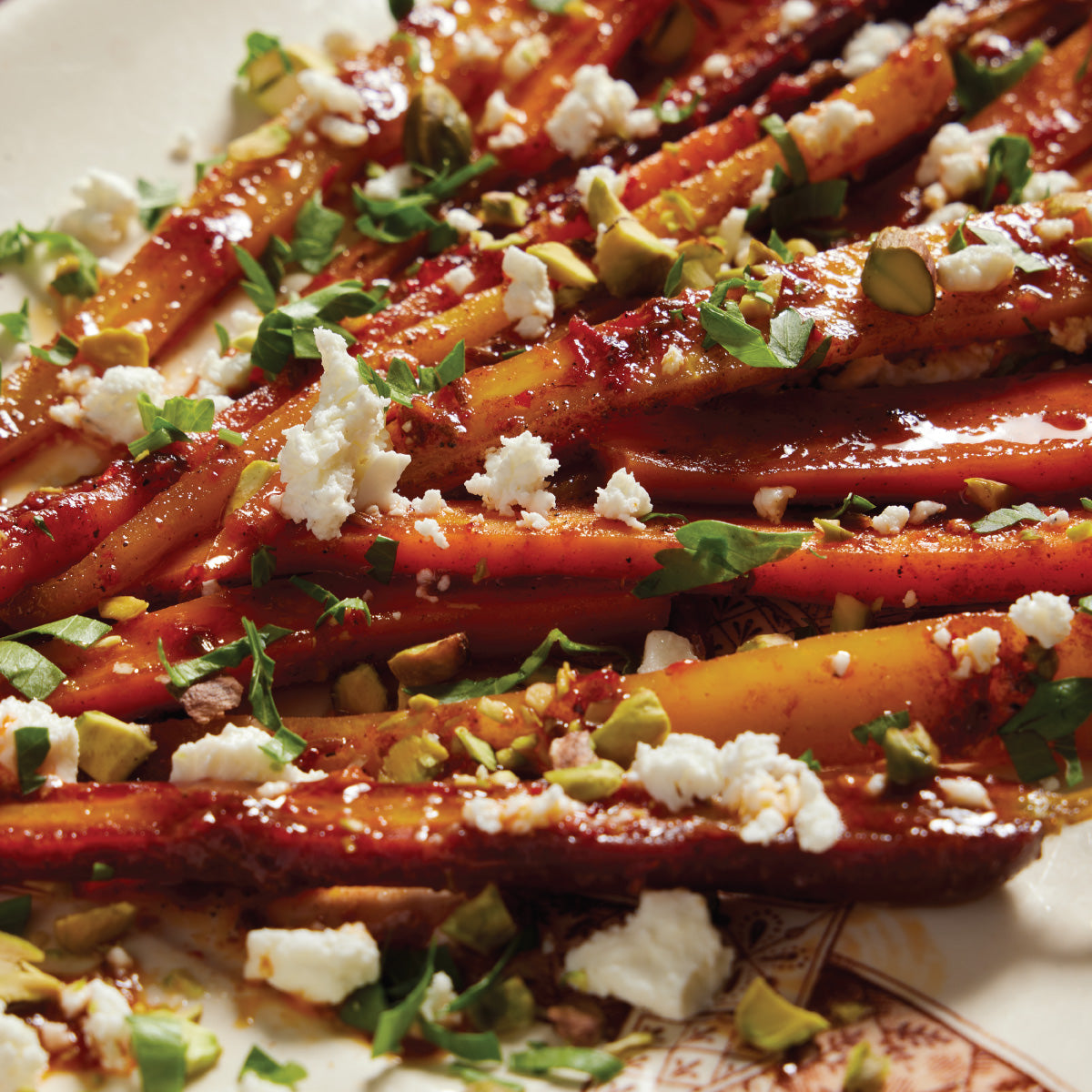 Harissa Honey & Feta Carrots