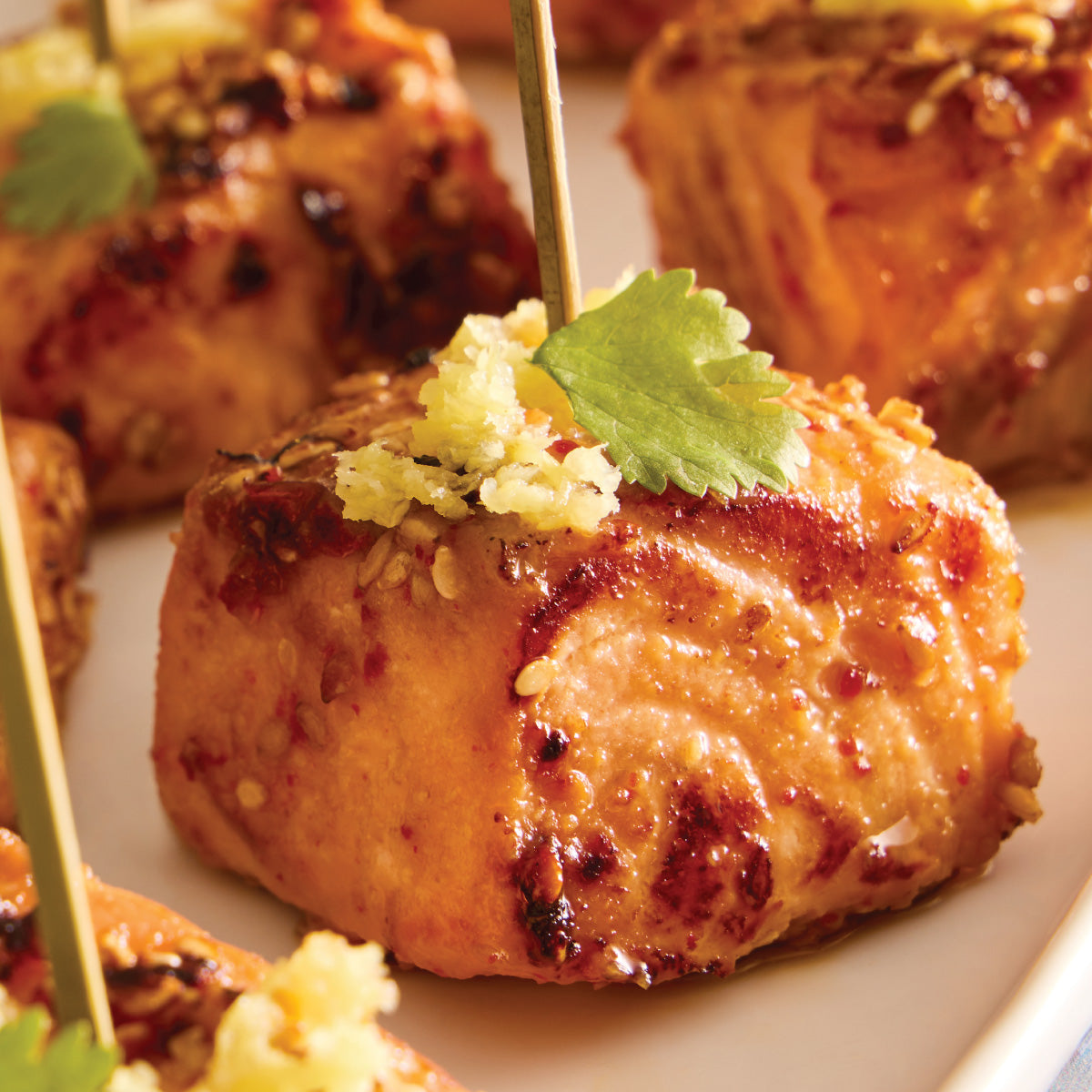 Sesame Salmon Bites with Pickled Citrus