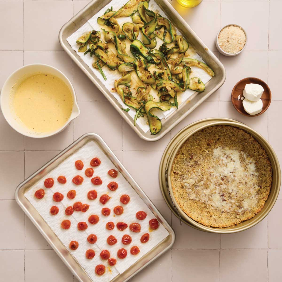 Zucchini & Roasted Tomato Frittata with Goat Cheese