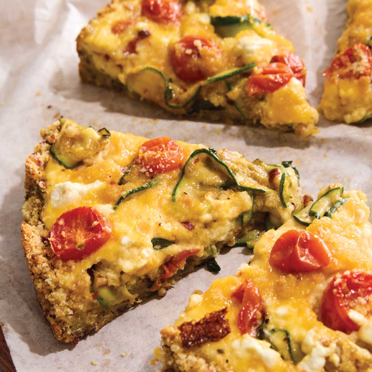 Zucchini & Roasted Tomato Frittata with Goat Cheese