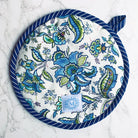 Oven Mitts & Pot Holder set | view of Mary's signature pattern side