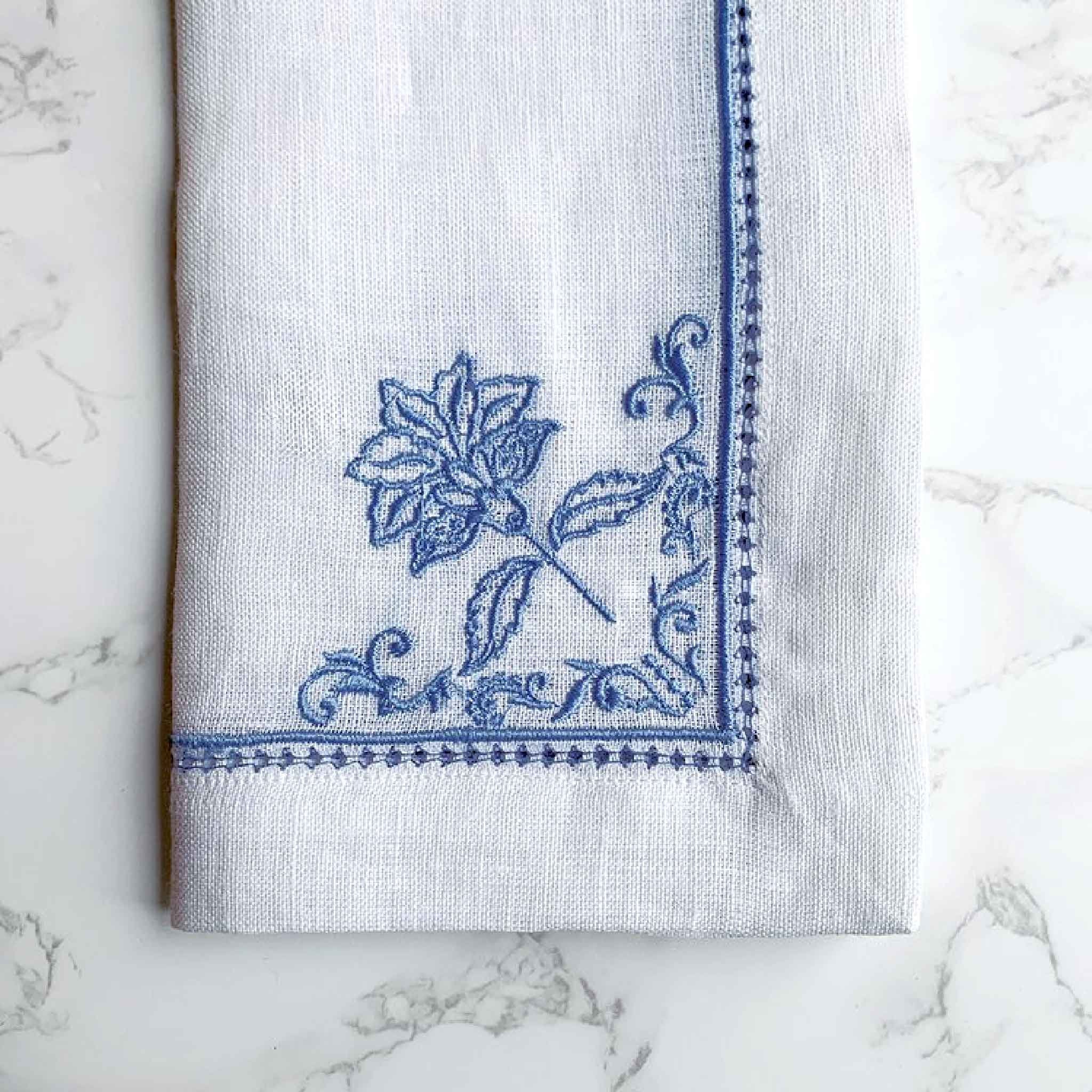 Embroidered Linen Napkins Set of 4