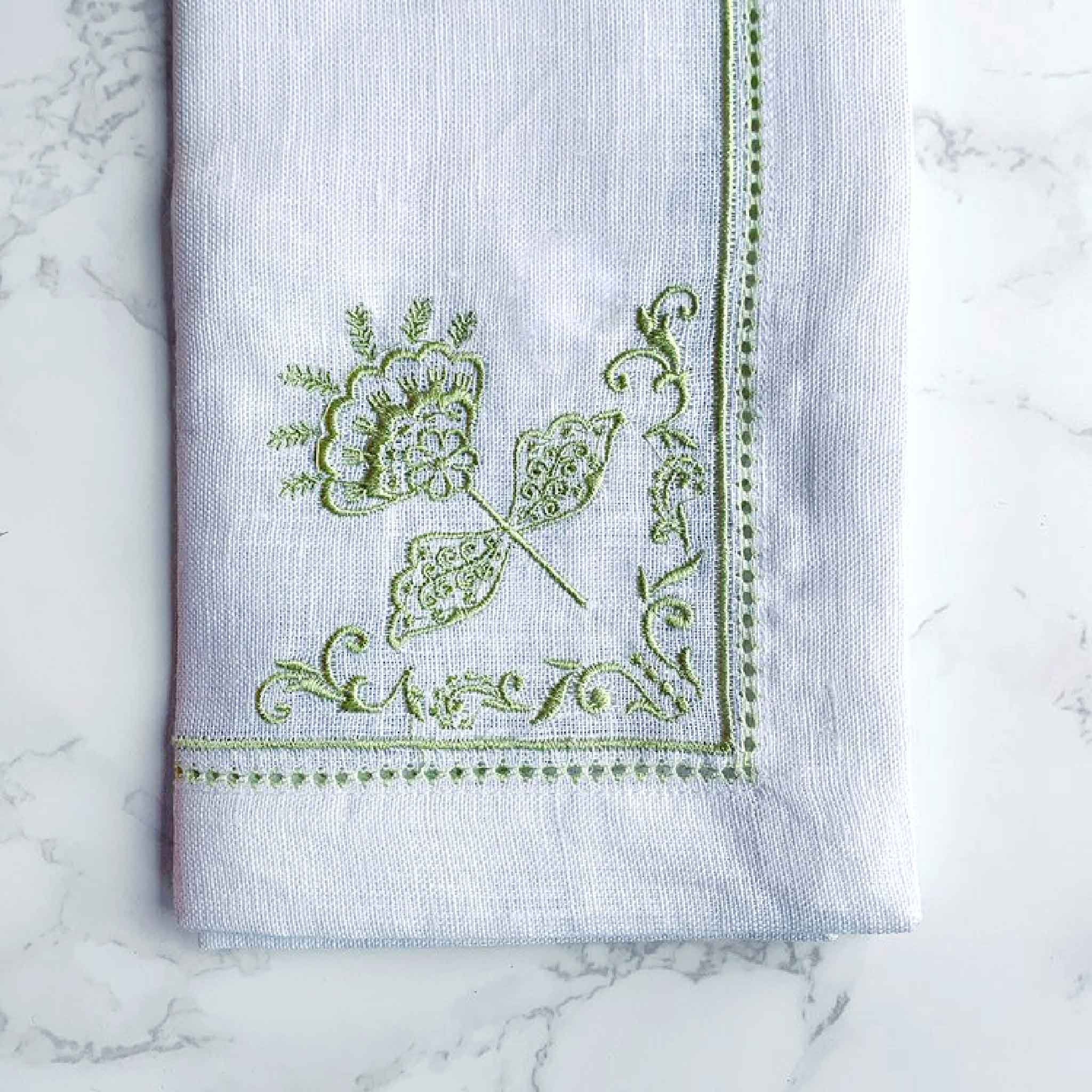 Embroidered Linen Napkins Set of 4