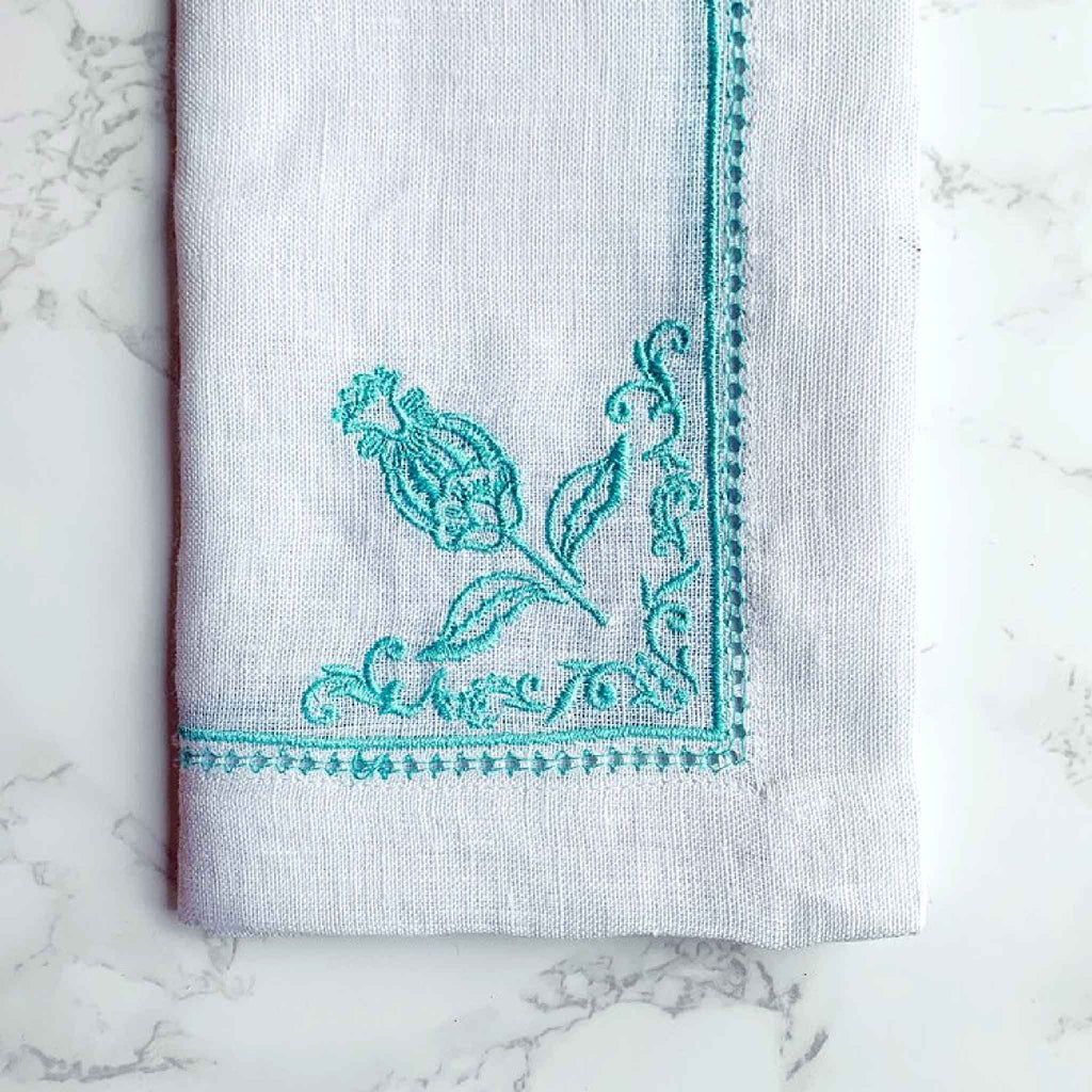 Embroidered Linen Napkins Set of 4
